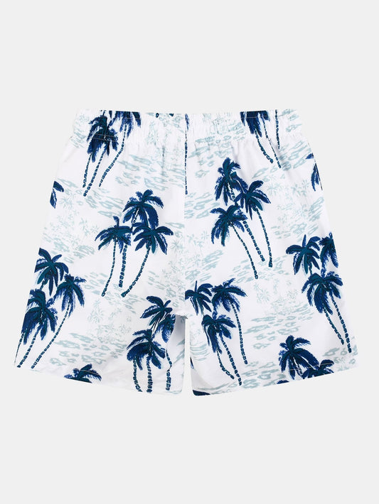 Tropical Plant Print Swim Shorts - Naturzy
