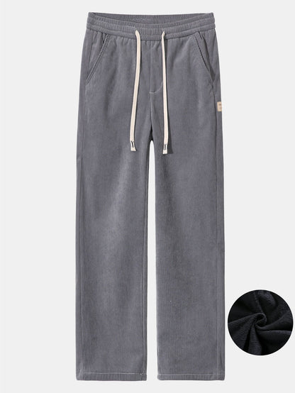 Polar Fleece Lined Straight Leg Corduroy Pants - Naturzy
