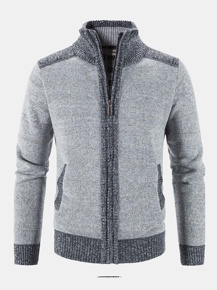 Contrast Zip Up Sweater - Naturzy