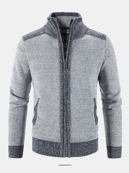 Contrast Zip Up Sweater - Naturzy
