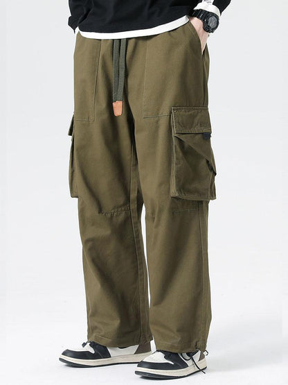 Elastic Drawstring Cuff Parachute Cargo Pants - Naturzy