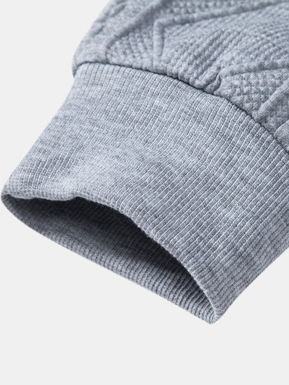 Relax Fit Geometric Jacquard Hoodie - Naturzy