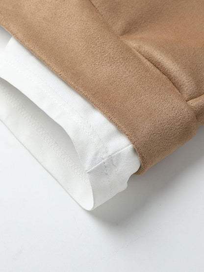2 In 1 Faux Suede Crew Neck Sweatshirt