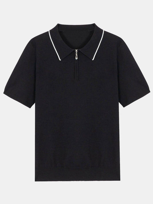 Solid Zip Sweater Polo - Naturzy