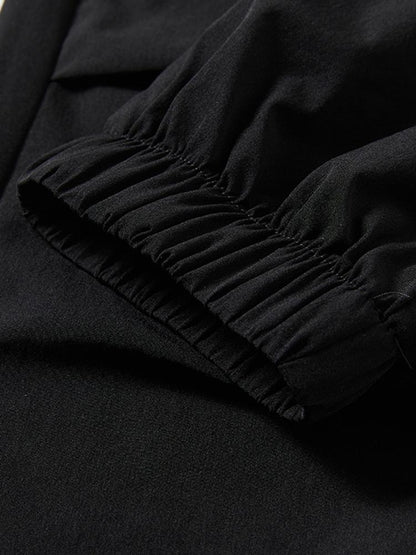 Elastic Waist Parachute Cargo Pants - Naturzy