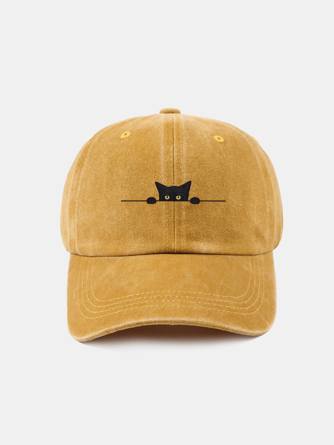Black Cat Pattern Classic Retro Washed Distressed Cotton Baseball Cap - Naturzy