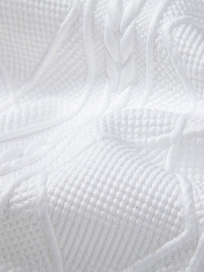 Relax Fit Geometric Jacquard Hoodie - Naturzy