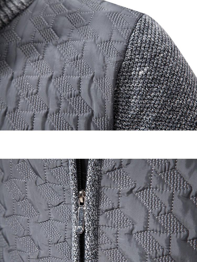 Quilted Jacquard Zip Up Sweater - Naturzy