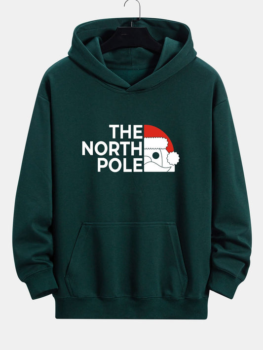 Santa Claus Slogan Print Relax Fit Hoodie - Naturzy