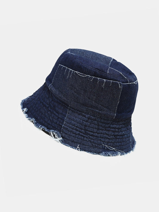 Spliced Denim Tassel Comfortable And Versatile Bucket Hat Can Be Worn On Both Sides - Naturzy