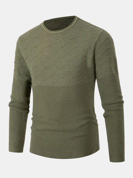 Slim Fit Crew Neck Knitted Sweater - Naturzy