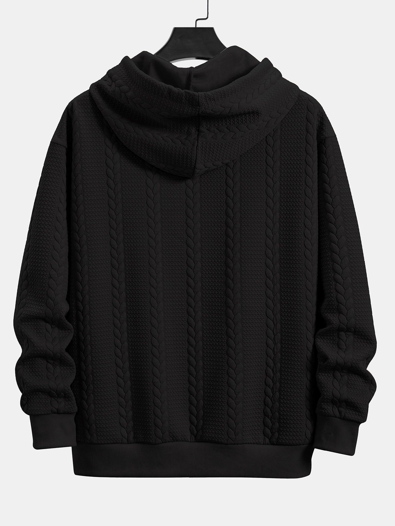 Relax Fit Wheat Jacquard Hoodie - Naturzy