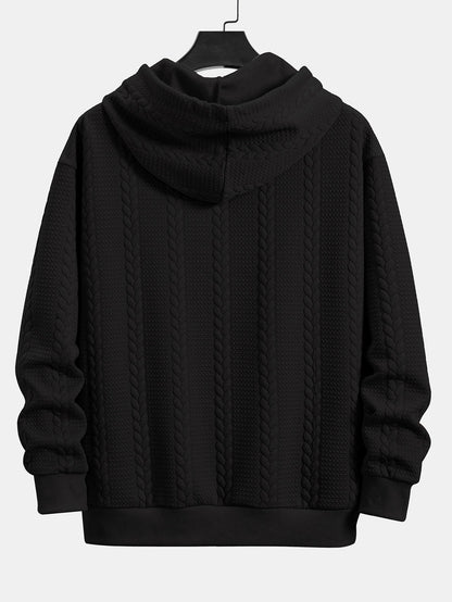Relax Fit Wheat Jacquard Hoodie - Naturzy
