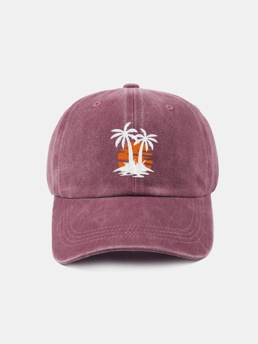 Coconut tree sunset pattern classic retro washed cotton casual baseball cap - Naturzy