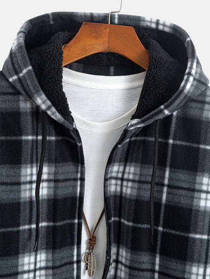 Teddy Fleece Lined Flannel Plaid Hoodie - Naturzy
