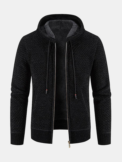 Teddy Lined Textured Hooded Sweater - Naturzy