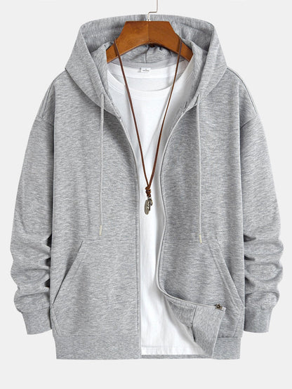 Basic Relax Fit Zip Hoodie - Naturzy