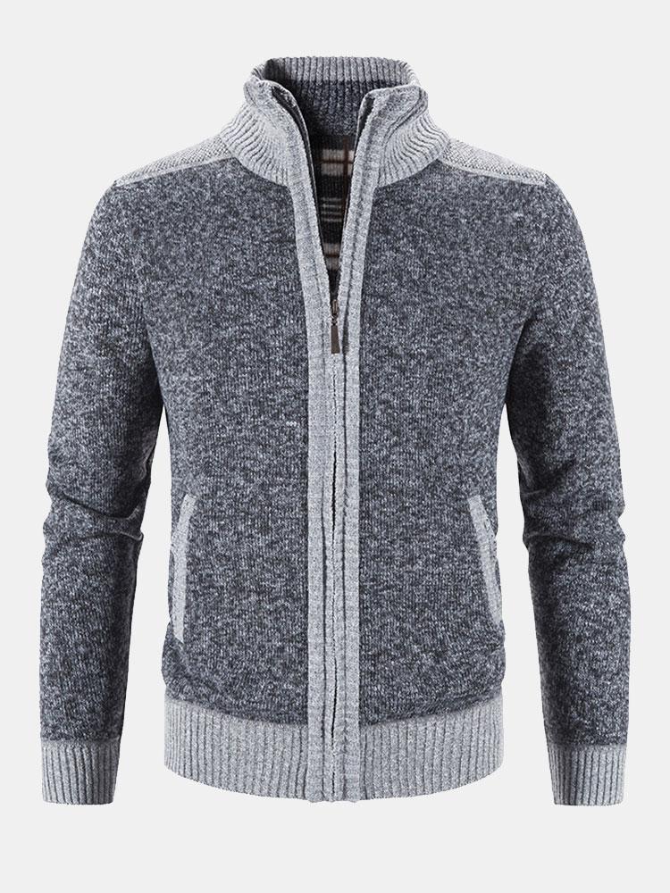 Contrast Zip Up Sweater - Naturzy