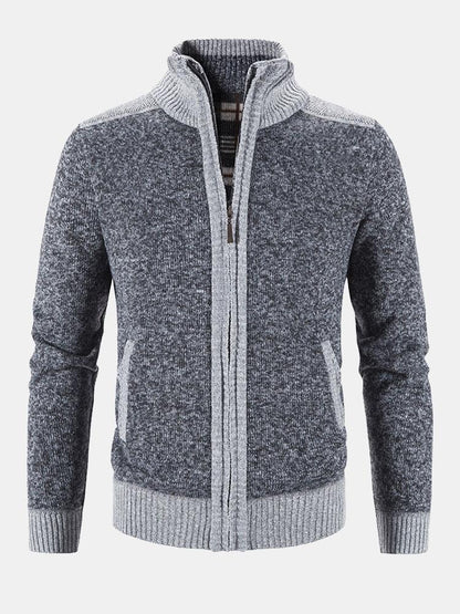 Contrast Zip Up Sweater - Naturzy
