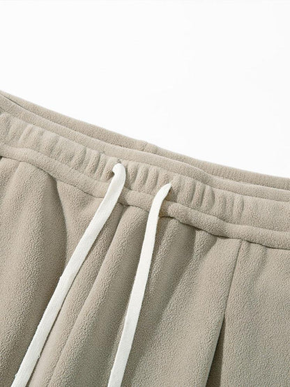 3 Pieces Polar Fleece Loose Fit Straight Leg Pants - Naturzy