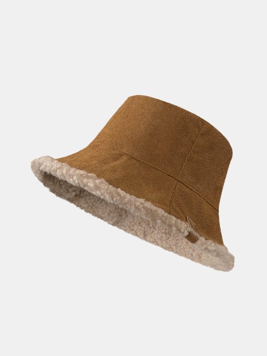 Thick And Warm Corduroy And Cashmere Splicing Multifunctional Soft Plush Bucket Cap Can Be Worn In Both Directions - Naturzy