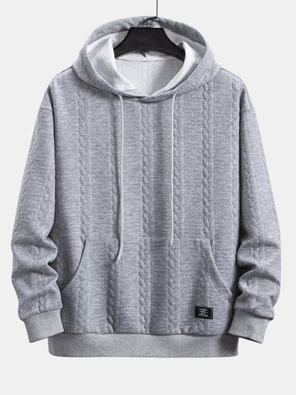 Relax Fit Wheat Jacquard Hoodie - Naturzy