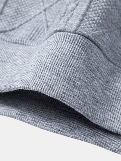 Relax Fit Geometric Jacquard Hoodie - Naturzy