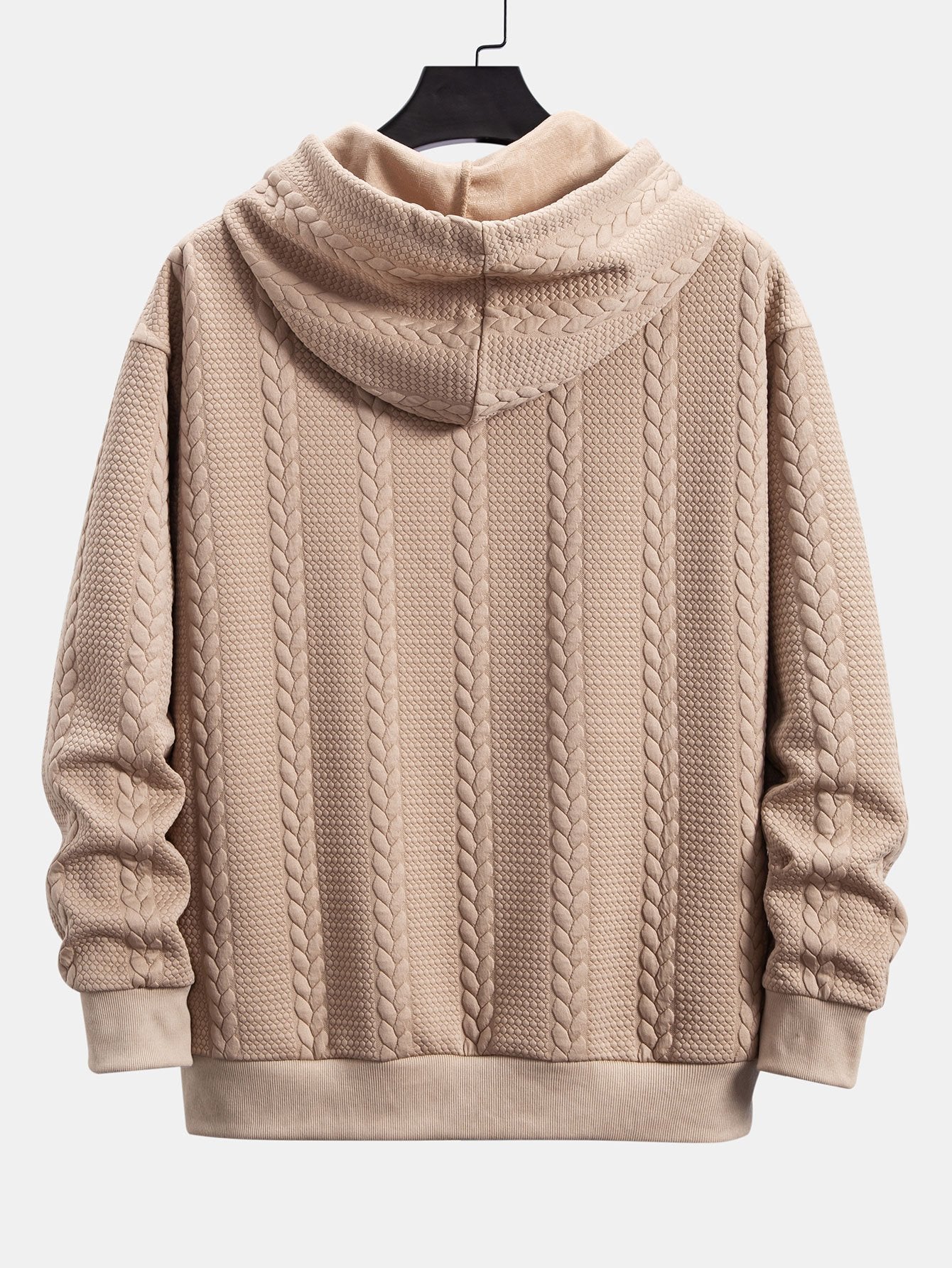 Relax Fit Wheat Jacquard Hoodie - Naturzy