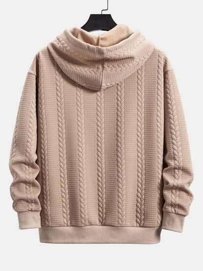 Relax Fit Wheat Jacquard Hoodie - Naturzy