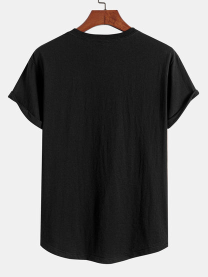Astronaut Space Pocket Print Cotton Arc Hem T-Shirt - Naturzy