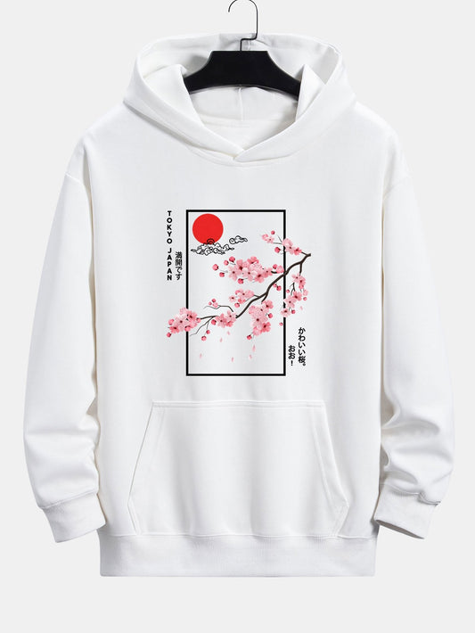 Cherry Blossom Slogan Print Relax Fit Hoodie - Naturzy