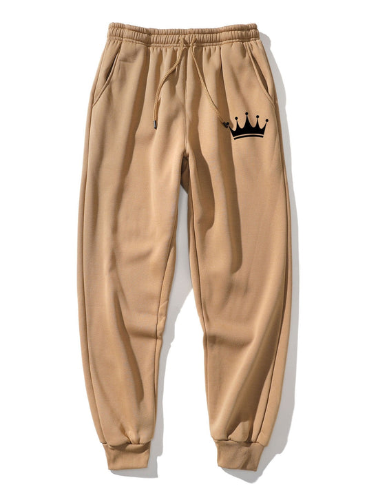Crown Print Jogger Pants - Naturzy