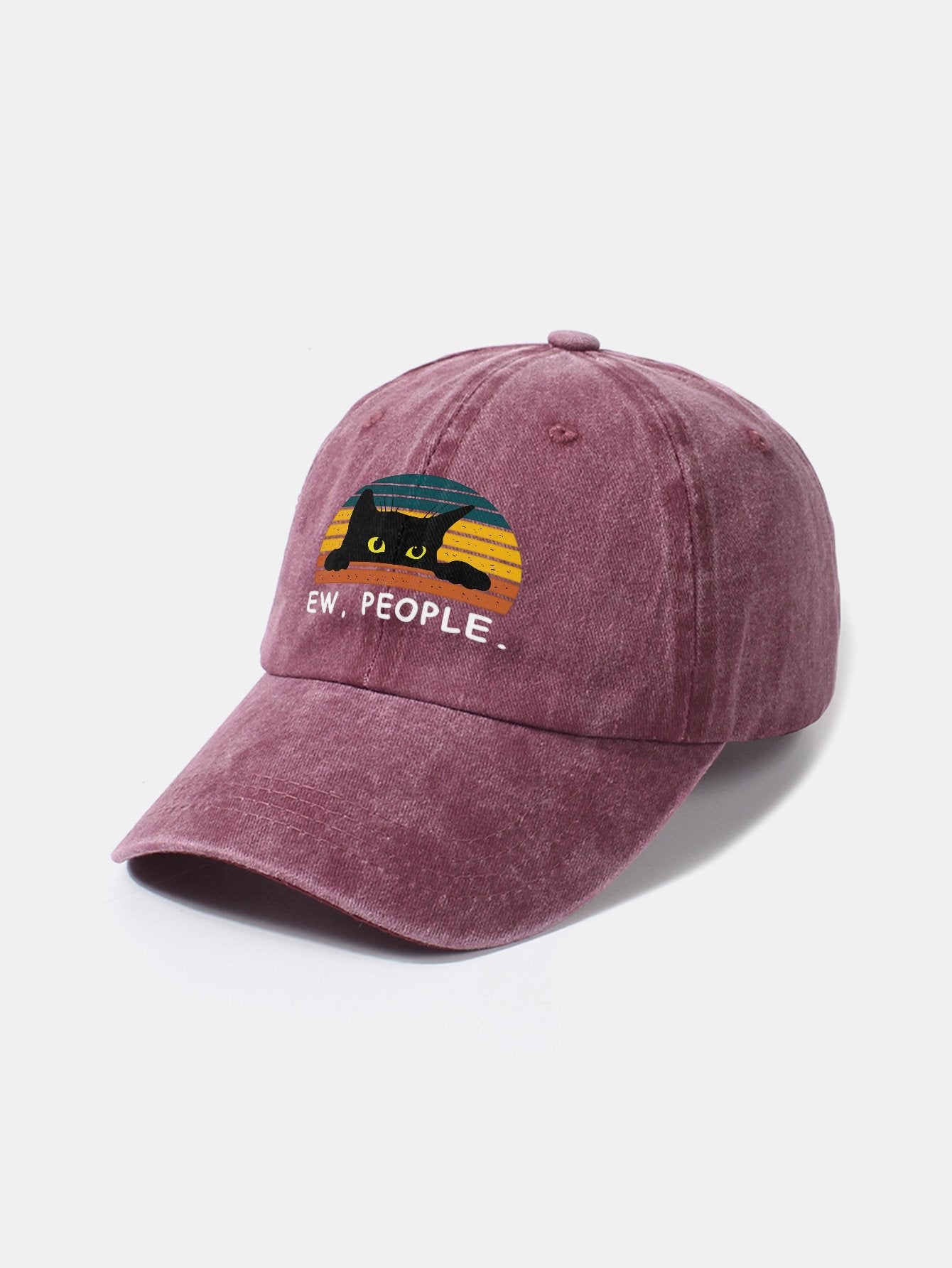 Black Cat Pattern Casual Decoration Washed Cotton Baseball Cap - Naturzy