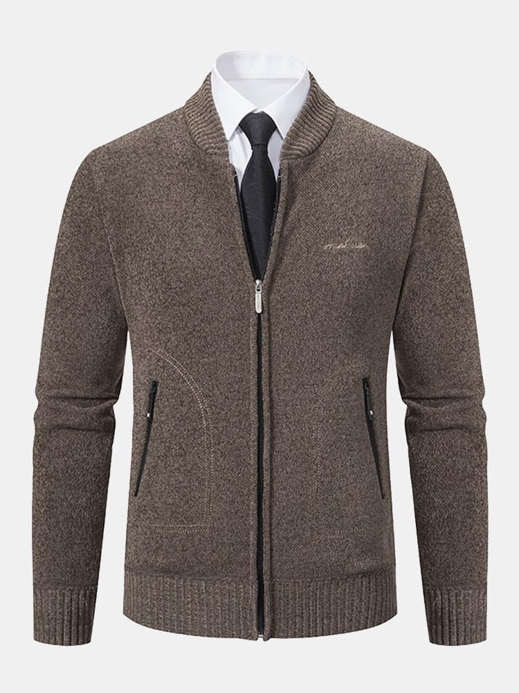 Zip Up Baseball Collar Sweater - Naturzy