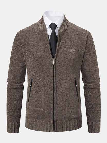 Zip Up Baseball Collar Sweater - Naturzy