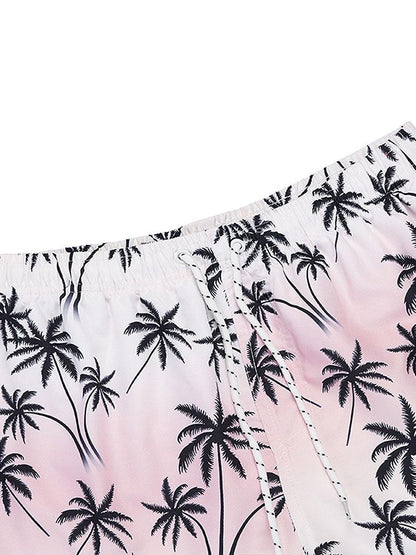 Palm Tree Print Swim Shorts - Naturzy