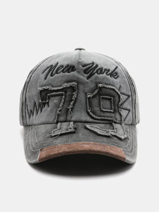 New York 79 Embroidery Washed Distressed Baseball Cap - Naturzy