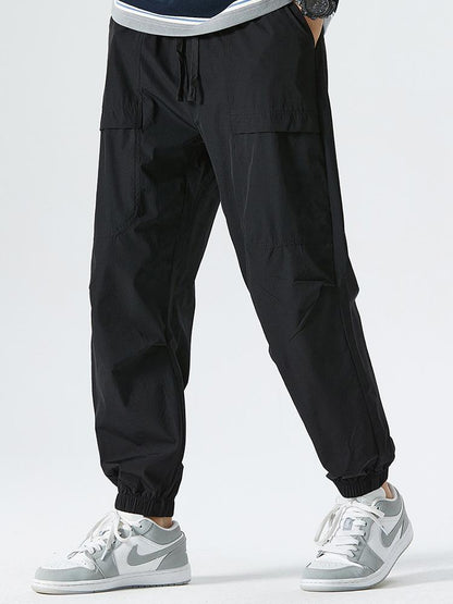 Elastic Waist Parachute Cargo Pants - Naturzy