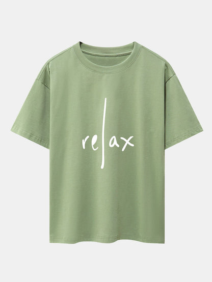 Relax Print Drop Shoulder Oversize T-Shirt - Naturzy