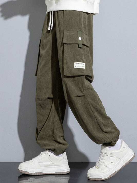 Corduroy Cargo Jogging Pants - Naturzy