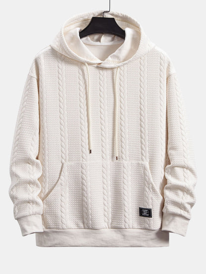 Relax Fit Wheat Jacquard Hoodie - Naturzy