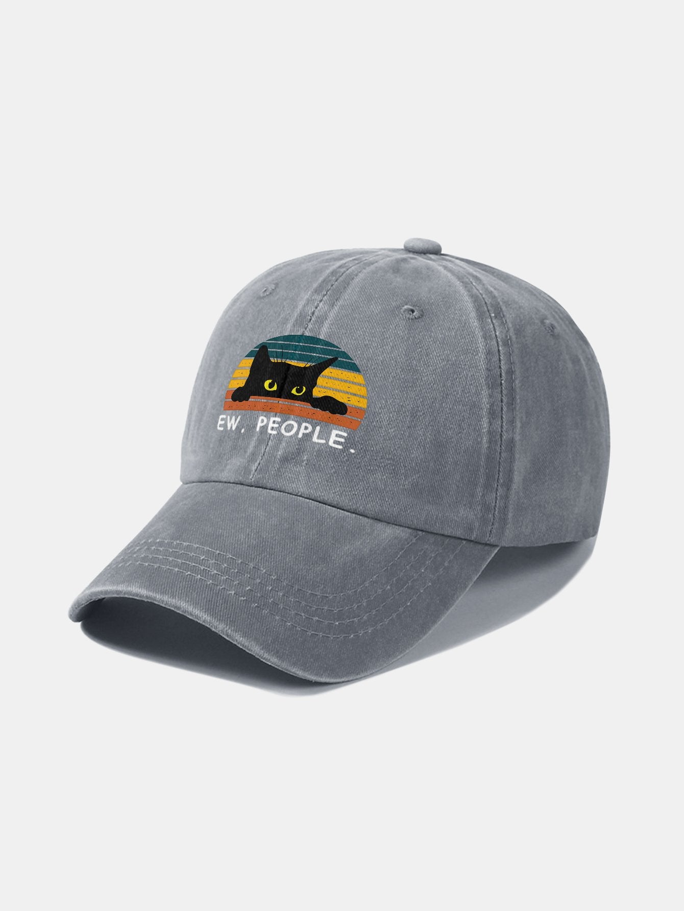 Black Cat Pattern Casual Decoration Washed Cotton Baseball Cap - Naturzy
