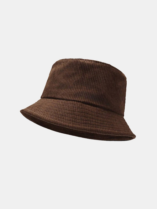 Solid Color Check Corduroy Bucket Hat - Naturzy