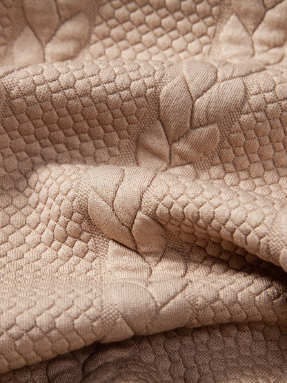 Relax Fit Wheat Jacquard Hoodie - Naturzy