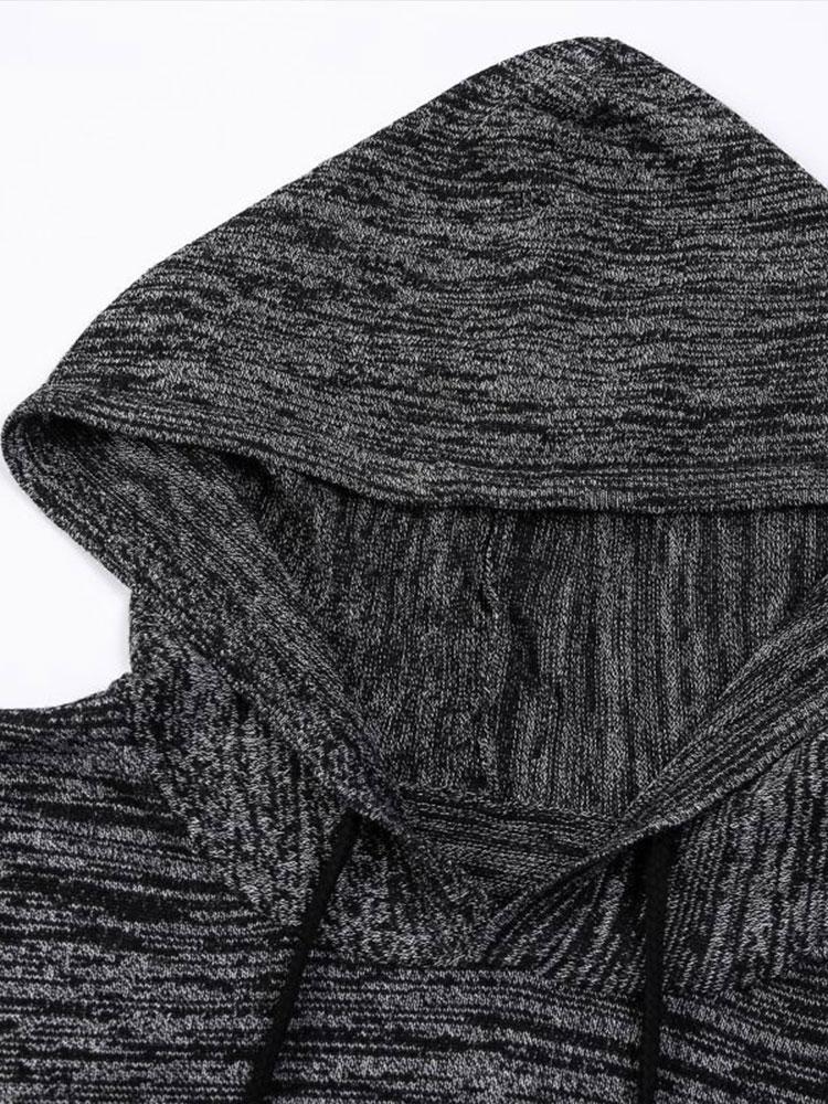 Slim Fit Knit Hooded Sweater - Naturzy