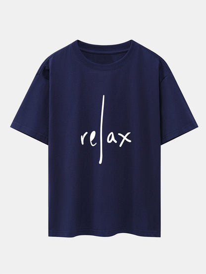 Relax Print Drop Shoulder Oversize T-Shirt - Naturzy