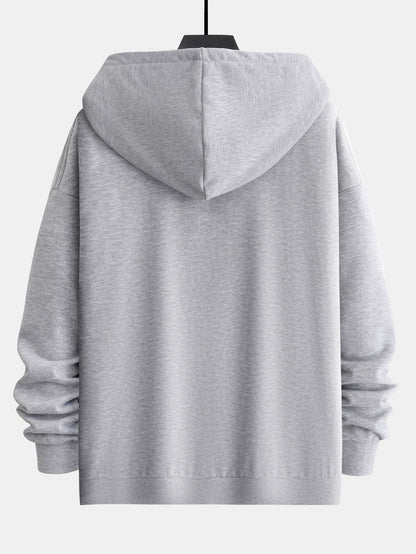 Basic Relax Fit Zip Hoodie - Naturzy