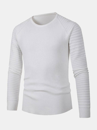 Slim Fit Raglan Sleeve Crew Neck Sweater - Naturzy