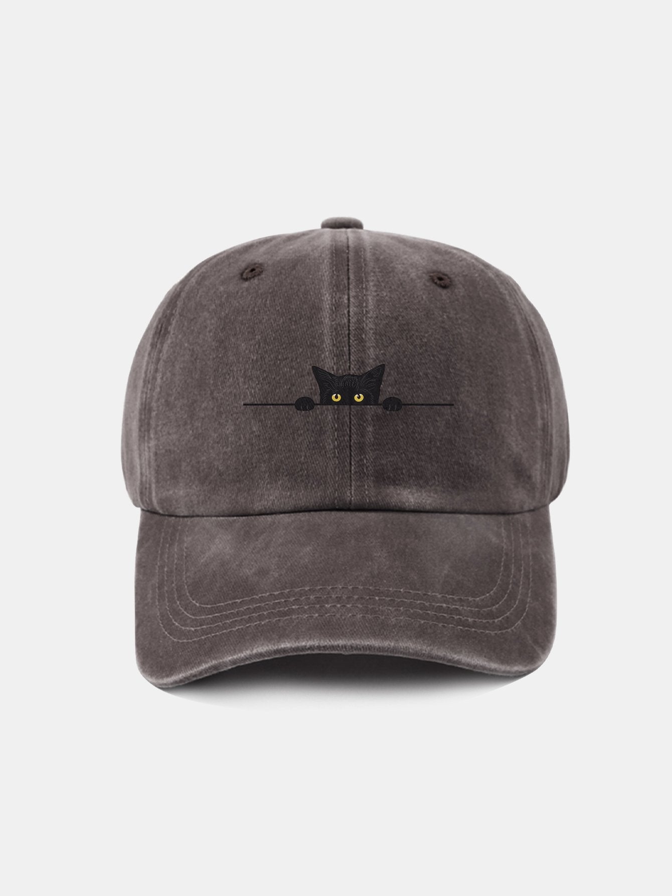 Black Cat Pattern Classic Retro Washed Distressed Cotton Baseball Cap - Naturzy