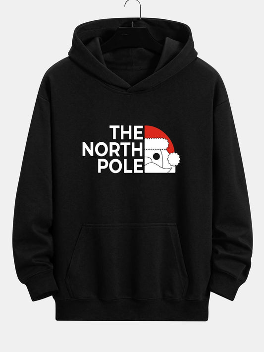 Santa Claus Slogan Print Relax Fit Hoodie - Naturzy